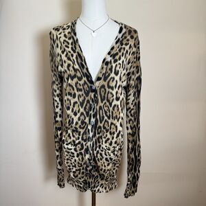 Ellison Leopard Linen + Cotton Cardigan Leopard Print Tunic - Large